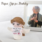 70th Birthday Gifts for Women Men, 1956 70th Birthday Decorations, Happy 70 Year Old Gifts for Family Friends - Handmade Positive Angel Crochet Doll