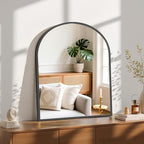 Sweetcrispy 31"x32" Arched Black Bathroom Mirrors for Wall, Bathroom Mirrors for Over Sink, Metal Framed with HD Shatter-Proof Glass for Entryway, Living Room, Bedroom