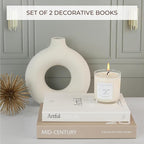 Aesthetic Decorative Books - Set of 2 Stylish Boxes Enhance Your Coffee Table, Bookshelf or Mantel Decor - Beautiful Fake/Faux Books for Modern Home Decoration, Photo Storage and as a Keepsake Box