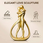 Nordic Love Couple Statue Valentine's Day 5.2 Inch Resin Golden Love Statue Romantic Elegant Figurine Couple Sculpture Home Shelf Livingroom Decor Gifts