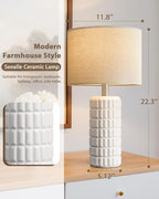 Seealle 23" Modern Ceramic Table Lamps - Table Lamps for Living Room, Farmhouse Bedside Night Stands Lamp for Bedroom, White Boho Nightstand Lamps, Desk Lamp for End Table Home Decor(Single)