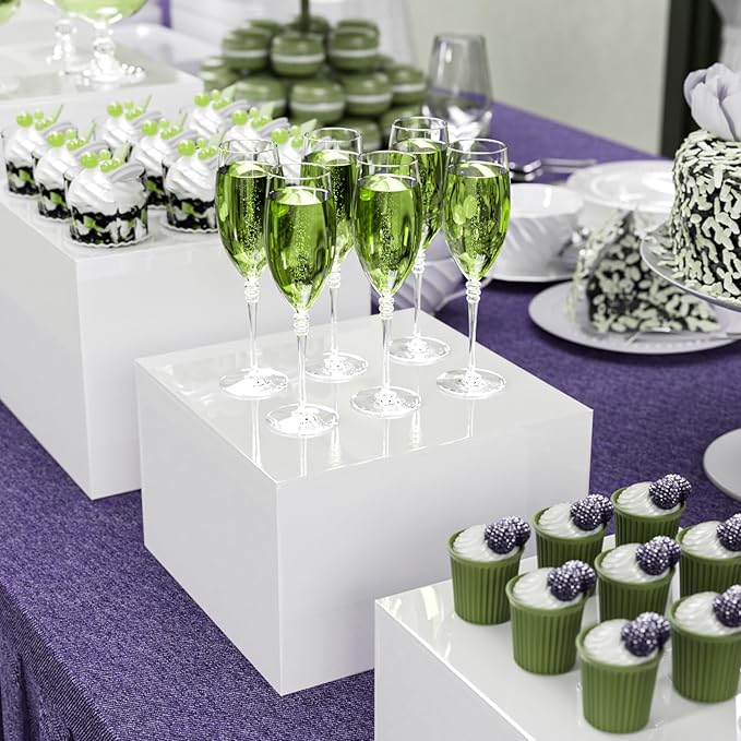 Extra Large White Acrylic Buffet Risers Cube Box Food Risers for Buffet Dessert Table 12 inch Set of 5 Tier Display Stands for Weddings,Shop Display,Large Food Risers Display for Food,White Acrylic Square Boxes Risers 12inch Tall