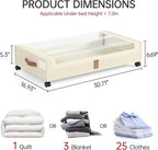 Yecaye Under Bed Storage with Wheels, 2 Pack Under Bed Storage Containers, 60L Underbed Shoe Storage with Clear Window & Label, Rolling Under Bed Metal Drawer for Clothes, Shoes, Books, Blankets