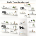upsimples Floating Shelves for Wall, 23.6 Inch Shelves for Decor Storage Set of 6, Wall Mounted Wood Shelf for Bedroom, Living Room, Bathroom, Kitchen, Long Picture Ledge Shelves, White