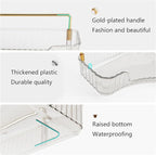 YCIA&DONE Corner Bathroom Counter Organizer, Makeup Organizer for Vanity, Skincare Cosmetic Perfume Tray, Corner Countertop Shelf Rack Storage for Bathroom Kitchen 2 Tiers (Clear White)