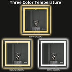 LOAAO 40"X38" LED Bathroom Mirror with Lights, Anti-Fog, Dimmable, Backlit + Front Lit, Lighted Bathroom Vanity Mirror for Wall, Memory Function, Tempered Glass, ETL Listed