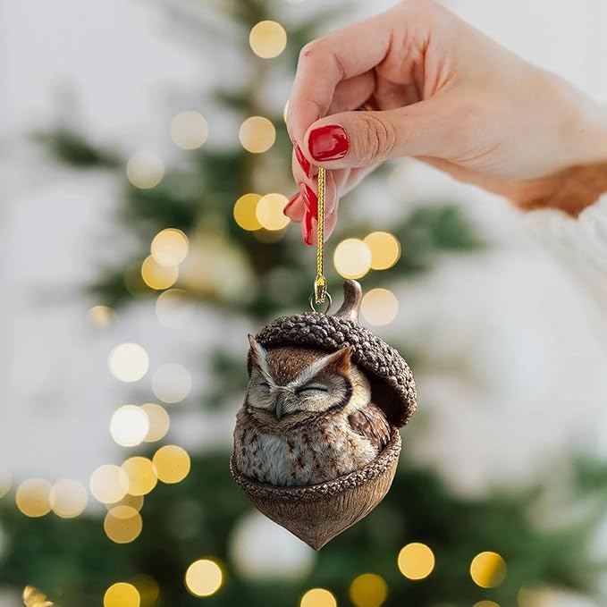 5Pcs Forest Animal Acorn Ornaments, Cozy Forest Christmas Ornaments, 2026 New Pine Cone Animal Decoration, 2DAcrylic Hanging Ornament, Woodland Creature Hanging Ornament for Home Decor