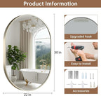 Brushed Nickel Mirror, 22"x30" Oval Bathroom Mirror, Oval Mirror with Brushed Metal Frame, Wall Mount Mirrors Decor for Bathroom, Bedroom, Entryway (Hangs Horizontally or Vertically)