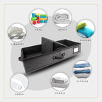 HOMELUX THEORY 2pc Under Bed Storage Containers, Bedroom Under the Bed Drawer Storage Organizer with Bins and Lids, Medium Underbed Clothes Storage Box Ideal for Blanket, Fabric, & Shoes (Dark Gray)