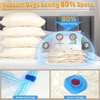 12Pack Thickened Space Saver Vacuum Storage Bags Jumbo for Clothes with Hand Pump, Vacuum Sealed Bags for Clothing, Comforters and Blankets