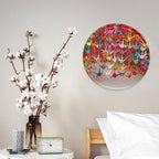Wall Picture, with Origami Paper Cranes Printed Circular Iron Hanging Picture,Wall Art Decor,Home for Bedroom Living Room Bathroom Decor,Iron Painting 11.8X11.8 in