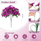 Artificial Flowers Faux Plants for Outdoors Spring Summer Decor, 6 Bundles Fake Bougainvillea Silk Flowers UV Resistant Realistic for Outside Planter Porch Patio Garden Home(Purple)