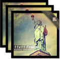 100% Solid Wood 11x11 Frame Set of 3, Black Square Picture Frame for 11 x 11 Picture Poster Photo, Light Weight 11by11 HQ Matte Black Frame for Wall - 3 Pack/Black/11 x11