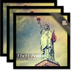 100% Solid Wood 11x11 Frame Set of 3, Black Square Picture Frame for 11 x 11 Picture Poster Photo, Light Weight 11by11 HQ Matte Black Frame for Wall - 3 Pack/Black/11 x11
