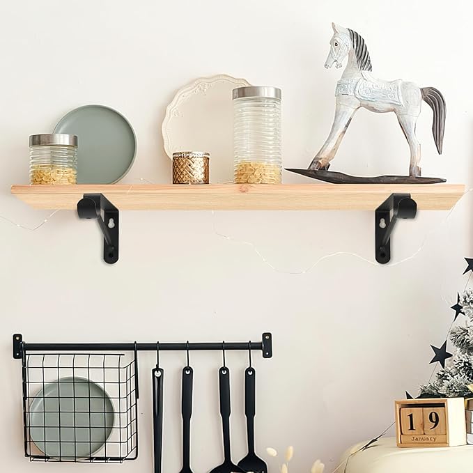 Small Shelf and Rod Brackets, 4 Pcs Closet Shelf & Rod Brackets Wall Mounted 5.9 inches, Heavy Duty Closet Shelf Bracket with Rod Holder, Closets Shelves Support Bracket with Screws