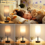 Dicoool Grey Touch Bedside Lamp with USB - 3 Way Dimmable Table Lamp for Bedroom, Nightstand Lamp with Black Charging Station for Desk Dorm, Office, Boy Kids Room, Small