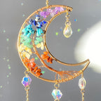 Moon Dream Catchers with Crystal 7 Chakra Gemstone Dream Catchers Crystal Suncatcher Rainbow Maker Good Luck Decor for Window Wall Car Home Garden (Moon)
