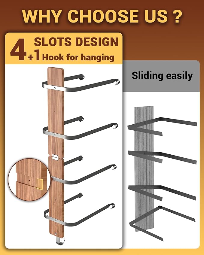 Cowboy Hat Rack for Wall, Cowboy Hat Holder for 4 with Hooks,Wooden Rustic Metal Hanger for Wall with Pine Board,Western Baseball Hat Rack Holder for Fedora, Sun Hats (4 Hats)