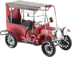 Tnfeeon Classic Car Model Vintage Tin Ornament, Collectible Vehicles 7.5 Inch Red Miniature Old Car Desktop Decor for Office Home Bar Cafe Decoration Classic Model Vintage Tin Ornament,