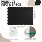 Scalloped Black Felt Bulletin Board 36x24 Inches - Self-Adhesive Foldable, with 30 Pushpins, Cork Board Alternative - Decorative Pin Board for Wall, Home, Office & School (Black, 36"x 24")