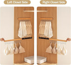 Pull Out Bra Hanger for Closet, Sliding Hooks Rack for Belt Ties Tank Top Scarf Jewelry, Space Saving Organizr for Wardrobe Cabinet, Left & Right Side 12 Hooks Rail, 2 Pcs