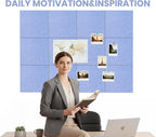Large Cork Board Alternative 36" X 24" Bulletin Board - 6 Pack Removable Felt Wall Tiles with 20 pushpins, Large Cork Boards for Walls Cork Board for Office Pin Board Tack Board - Soft Periwinkle