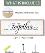 Rutiyoka Farmhouse Wall Decor: 'and so Together They Built a Life They Loved' Sign, 41.3''15'' Large Framed Wood Wall Art for Bedroom Couples Room Decor (Brown Frame)