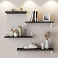 YGEOMER Floating Shelves for Wall, Different Sizes Black Wall Shelves for Living Room, Bathroom, Bedroom, Kitchen, Home Decor (Set of 4)
