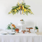 Flower Swag, 24 inch Floral Swag with Lemon, Decorative Wedding Welcome Sign with Large Bow for Wedding Arch Front Door Wall Home Decor.