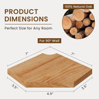 Fun Memories Corner Shelf Wall Mount Set of 2 - Solid Oak Wood Floating Corner Shelf with Cable Hole, 7in Rustic Design for Bedroom, Living Room, Kitchen (Natural)