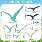 Wesiti 11 Pcs Wooden Seagull Wall Decor Nautical Theme Beach Coastal Art Small Seagull Sea Birds Wall Decor Ocean Adhesive Sculpture Vintage Ornaments for Home Bathroom(Brown Blue White)