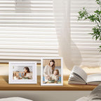 Egofine 6x8 Picture Frames Set of 4, Made of Solid Wood Covered by Plexiglass 4x6 and 5x7 with Mat or 6x8 whitout Mat, for Table Top Display and Wall Mounting Photo Frame White