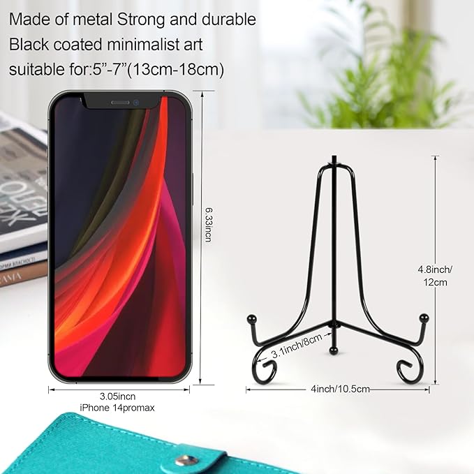 Vivinin 6 Pack Metal Plate and Picture Frame Stands - 5 Inch Display Holder for Art, Photos, Books and Platter