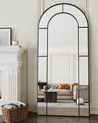 Antok 71" x 32" Full Length Mirror, Floor Mirror Arched Window Decorative Mirror, Metal Framed Decor Farmhouse Floor Mirrors Art Pane Mirrors Wall Decor for Bedroom, Living Room, Entryway Bronwn