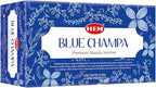 HEM Premium Blue Champa Masala Incense Sticks | Pure Herbs, Wood Powder | Aromatherapy Incense for Stress Relief, Air Purifier & Cleansing | Gift Set - Pack of 12 (15 GMS Each)