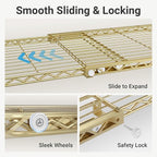 VIPEK X1 Expandable Clothes Rack Heavy Duty Adjustable from 2' to 3'5" with Adjustable Shelves and Hanger Rods, Reach-in & Walk-in Closets Metal Garment Racks Portable Closet, Gold
