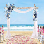 Blue Wedding Arch Flowers Set of 2, Artificial Flower Swag Floral Dusty Decor, Rustic Eucalyptus Greenery for Ceremony Sign Chair, S: 50 x 20cm, L: 70 50cm