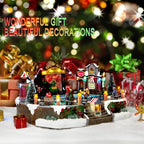 Christmas Village House Figurines Christmas Decor Estatua de la cabaña del Pueblo navideño Christmas Home Decoration Snow Globe Display Skating Pond Animated Multicolor Lighted with 8 Music X-Large