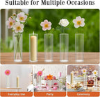 16 Pack 5.9" Tall x 1.8" Diameter Clear Glass Cylinder Vases - Multi-Use Flower Vase, Hurricane & Floating Candle Holders for Wedding Centerpieces, Home Decor, Table Displays