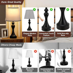 Seealle Touch Lamps for Nightstand - Bedside Lamps Set of 2, 3 Way Dimmable, USB C+A for Bedroom & End Tables (Black&Grey)