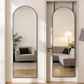 DUMOS 47"x14" Full Length Door Mirror, Arched Full Body Mirror with Aluminum Alloy Thin Frame, Leaning or Hanging, Suitable for Bedroom, Livingroom, Cloakroom, Black