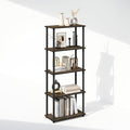 Furinno Turn-N-Tube Book Shelf, 5-Tier Bookshelf, Bookcase with Multipurpose Compact Display Rack, 11.6 x 23.6 x 57.4, for Living Room, Bedroom, Home Office, Columbia Walnut/Black
