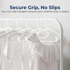 SereneLife White Plastic Hangers 200 Pcs, Durable Hanger Set with Slip Design, Tubular Hangers with 2 Integrated Strap Hooks, Mega Pack for Clothes