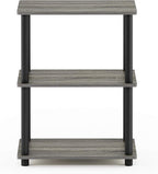 Furinno Turn-N-Tube No Tool 3-Tier Storage Shelf, Narrow, French Oak Grey/Black