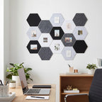 Mindsoft 16 Pcs Hexagon Cork Board for Walls with 50 Wooden Push Pins 12x10 in Felt DIY Tiles Notice with Nano Tape Hanging Bulletin Board for Home Photo Office Memo Note(Grey)