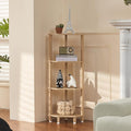 YUFAM 4-Tier Corner Shelf with Sturdy 5-Leg Base, Wooden Corner Bookshelf for Small Spaces, Corner Standing Shelf for Living Room, Bedroom, Bathroom, Natural