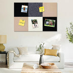 Square Felt Cork Bulletin Board Tiles, Self Adhesive DIY Felt Pin Board for Wall 30" x 20" with 35 Pushpins for Office School Home Wall Decor Stickers Memos Photos Display (Gradual Grey& Camel)