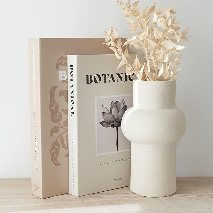 ZICOTO Beautiful Decorative Books - Set of 2 Boxes Enhance Your Coffee Table, Bookshelf or Mantel Decor - Aesthetic Fake/Faux Books for Modern Home Decoration, Photo Storage and as a Keepsake Box