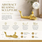 Gold Reading Statue Style A, Abstract Reader Figurine, Resin Book Decor for Bookshelf, Coffee Table, Desk Shelf Decor, Gift for Book Lovers