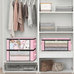 HomeHacks Storage 6-Pack Clothes Organizer Storage Bags Foldable Storage Box with Large Clear Window Sturdy Handles for Closet, Dorm, Pillows, Bedding, Clothes, Blankets, 35L, Pink